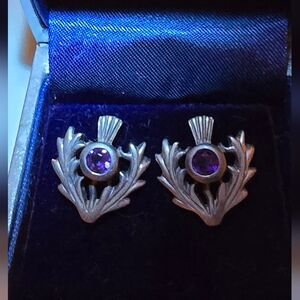 Celtic Lands Sterling Silver And Genuine Amathyst Earrings